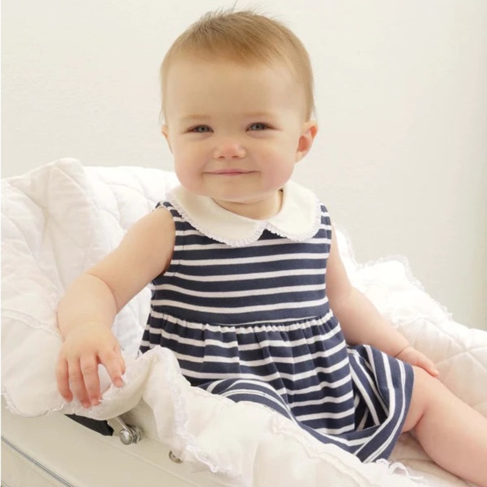 Rachel riley NAVY BRETON STRIPE JERSEY DRESS